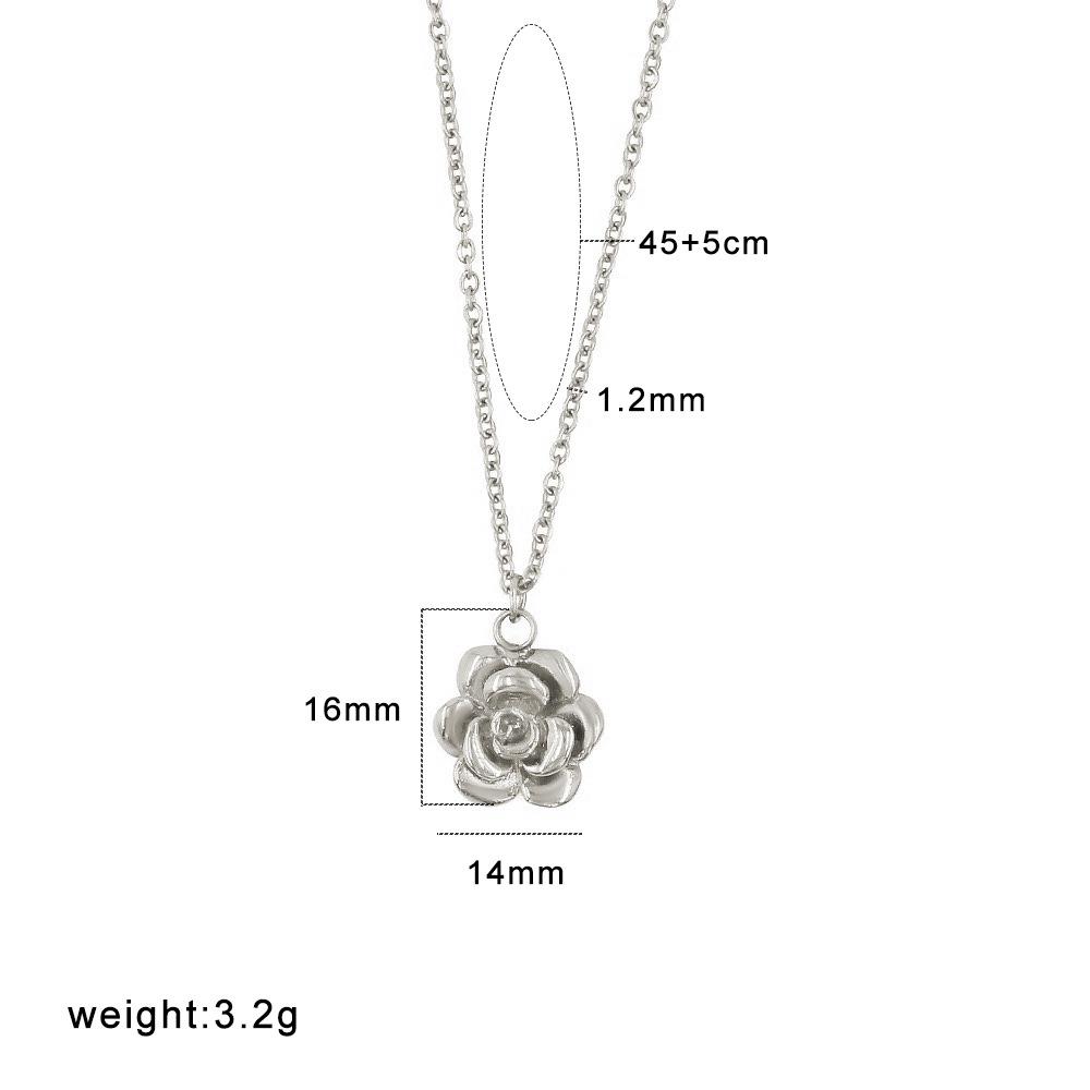 Cross-Border Fashion OL Titanium Steel Pendant Necklace: Heart, Angel, Elephant, Bear, Flower Shapes - Simple Versatile Clavicle Chain