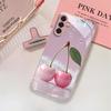 Women's pink metallic paint glass phone case suitable for Samsung Galaxy S26 S25 S24 S22 S21 S20 FE Ultra Plus shockproof