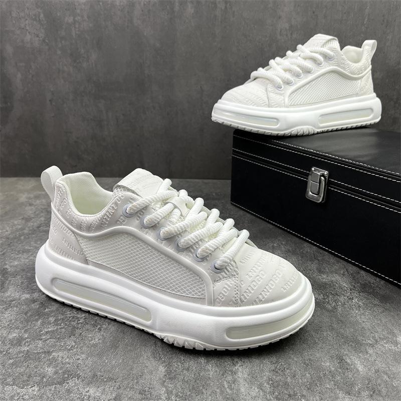 

Fashion White Sneakers Men s Autumn New Fashion Casual Height Increase Running Shoes Comfortable Breathable Cross Tied Vulcanized Shoes 39 белый