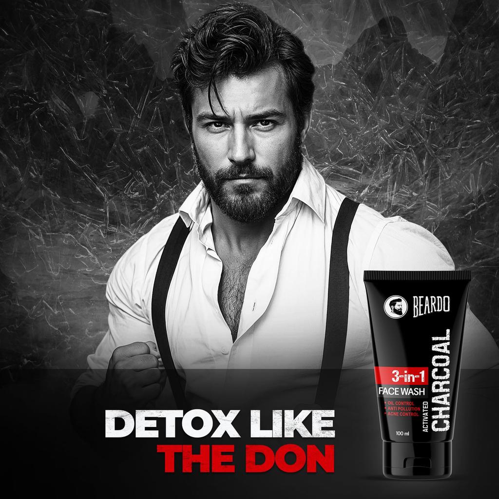 Beardo Activated Charcoal Face Wash, 100ml and BEARDO Ultraglow Face Cream SPF 30 for Men, 60g Combo