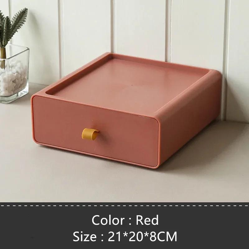 

1 шт. Ящик для хранения, штабелируемый, многослойный, настольный ящик для хранения, канцелярские принадлежности, большой настольный органайзер для хранения косметики