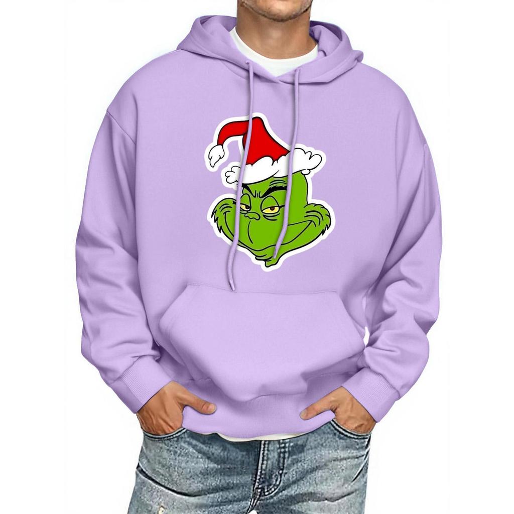 Men's Print Hooded Sweatshirt Long-Sleeve Casual Pullover Hoodie Hooded Sweatshirt