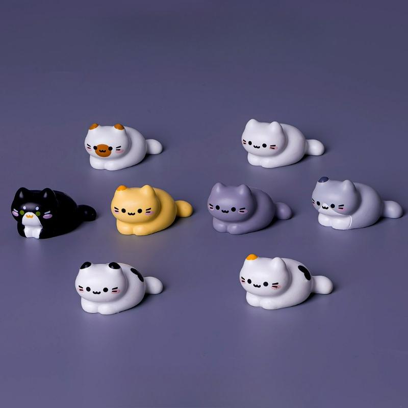 Cute Cartoon Resin Mini Cats Ornament Fairy Garden Desktop Decoration Animal Figurine Cat Ornaments Decorations Accessories New