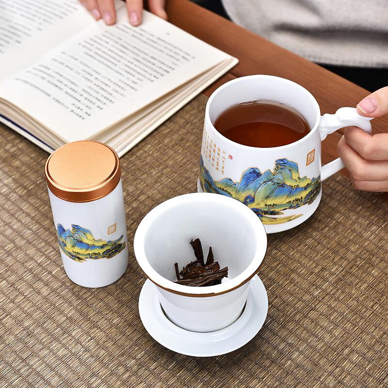 Jun Shiqi Zt Ceramic Tea Brewing Office Gift Set Mug Tea Caddy Set