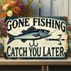 Vintage Metal Poster Wall Art Fishing Gift for Men Garage Decor