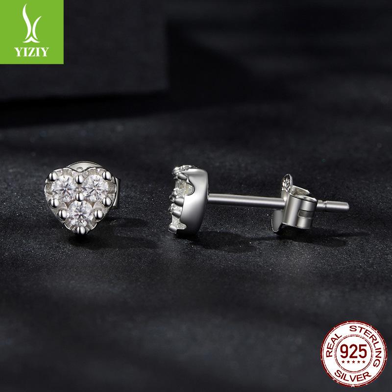 Mini Love Moissanite Stud Earrings, Daily Versatile Heart-Shaped S925 Sterling Silver Stud Earrings For Women