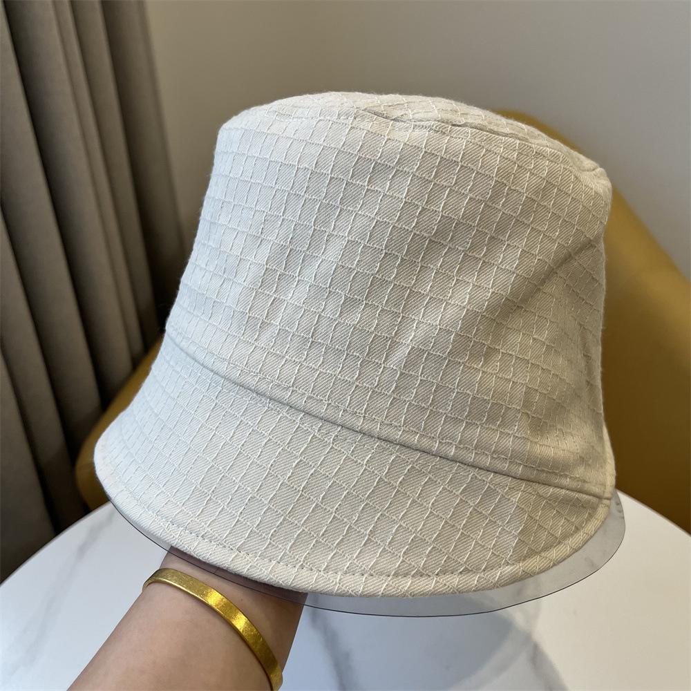 Plaid splicing casual fashion retro versatile street outing basin hat bucket hat bucket hat sun hat