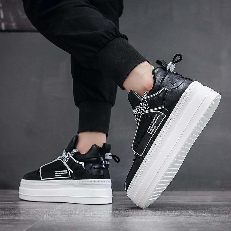 Freizeitschuhe Herren Schuhe mit dicker Sohle weiße Schuhe Herren Trend Street Europäische Muffinsohle, nationaler Trend Fan höhenvergrößernde Schuhe Spot