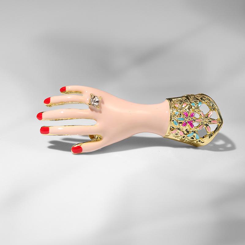 Bo Xin Yun Retro Emaille Herz & Handfläche Hand Strass Brosche Pin