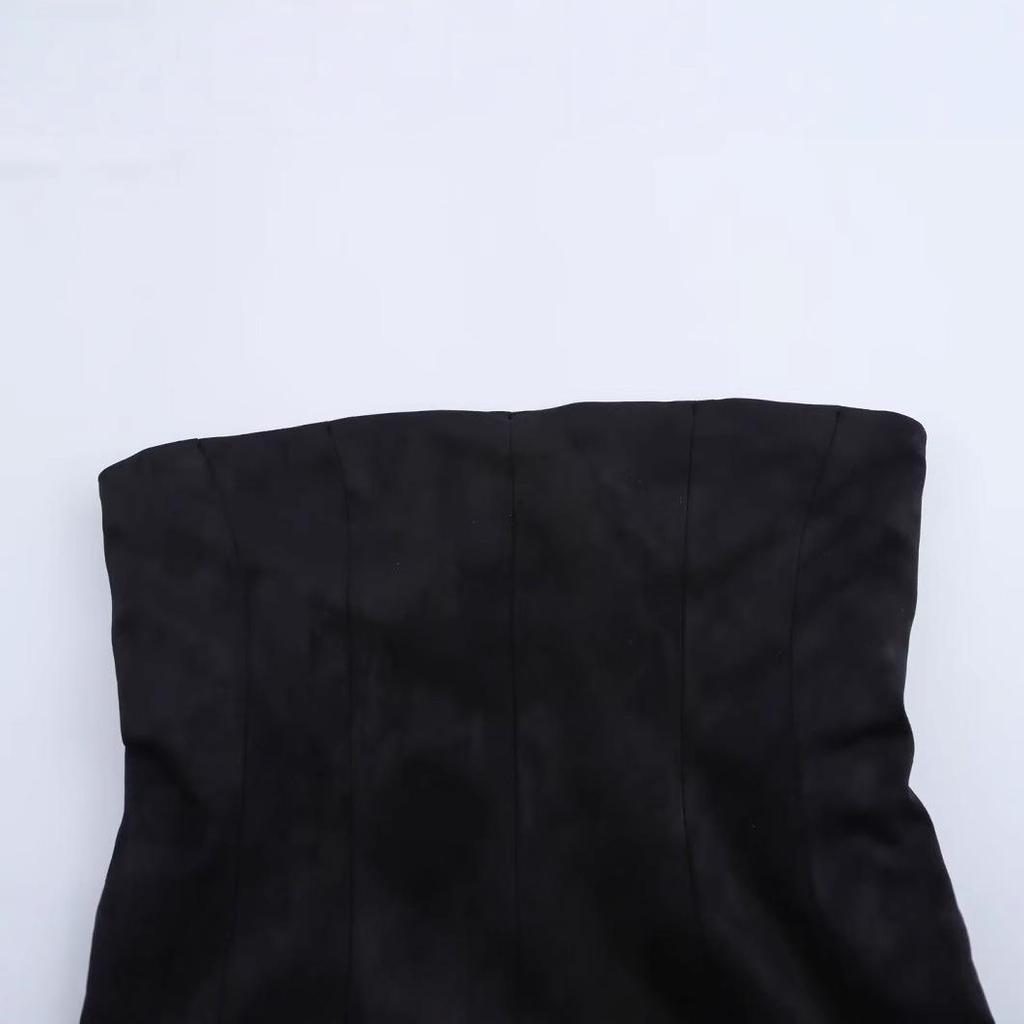 2024 Winter Women's European & American Style Strapless Off-Shoulder Slim-Fit Top