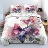 Watercolor Butterfly 3D Printed Quilt Cover Set Rustic Natural Style Luxury Duvet Cover Soft Comfortable Bedding Set Pillowcases
