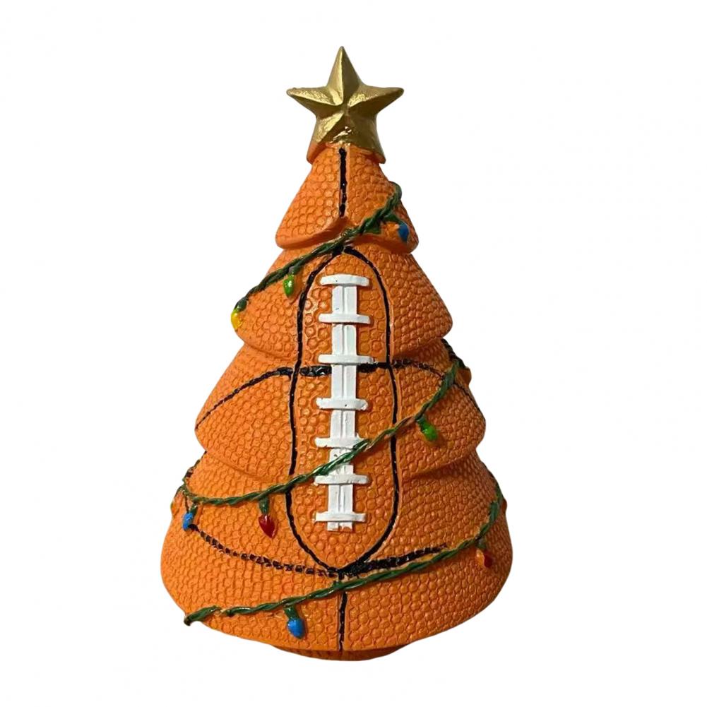 

Tabletop Christmas Tree High-quality Christmas Tree Handcrafted Sports Ball Inspired Christmas Tree Figurine with Faux Leather