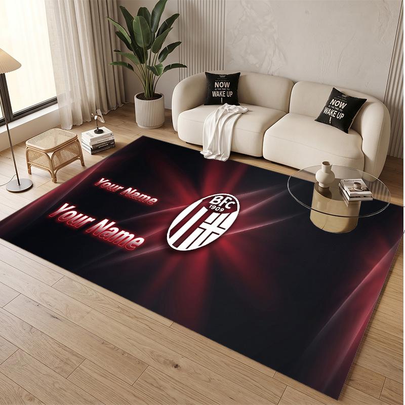 Personalized Crystal Velvet Carpet Bologna FC Pattern Non Slip Floor Rug