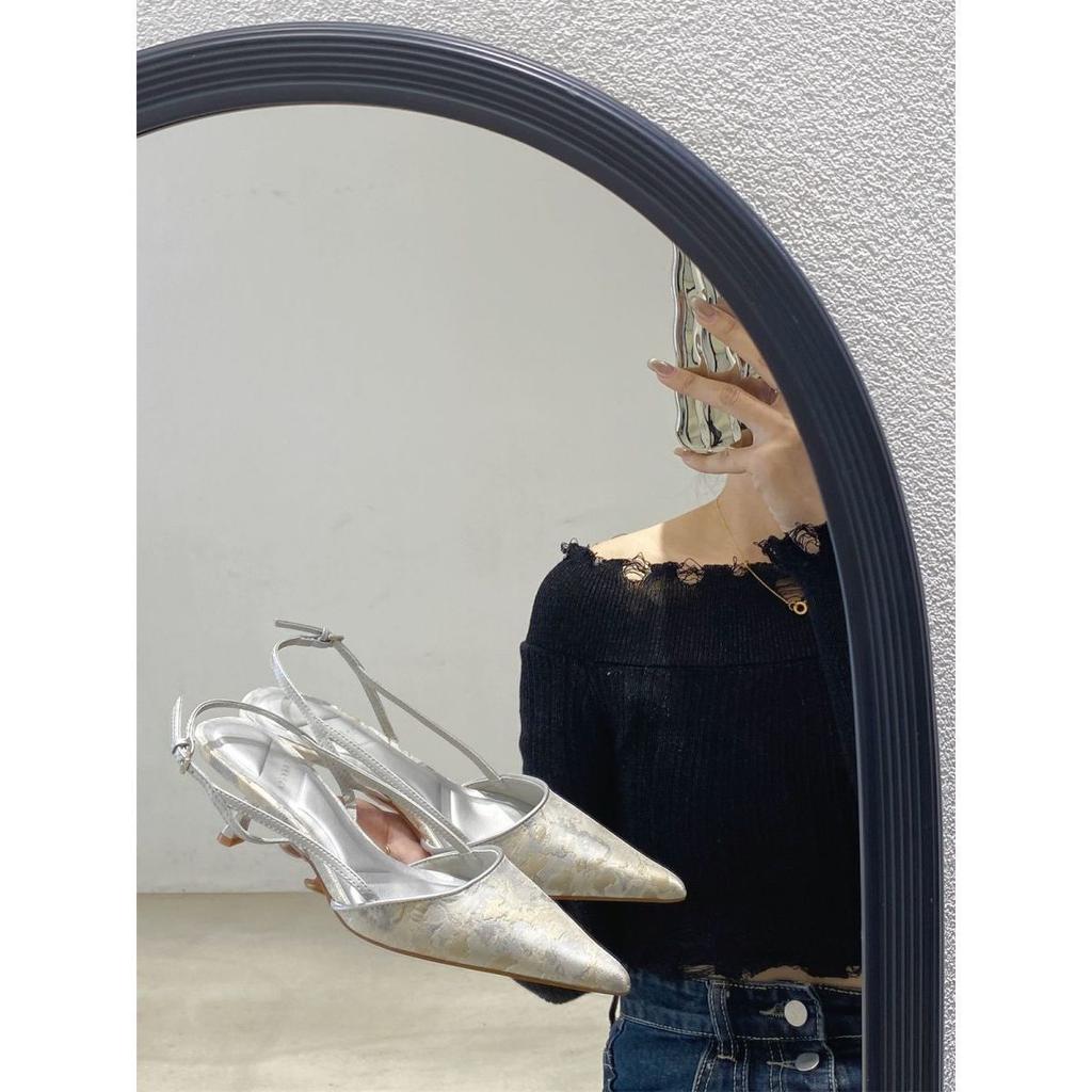 Single Shoes Temperament Light Mouth Kitten Heel French New Chinese Bag Head Sandals Pointed Head Word with Stiletto Women's High Heels