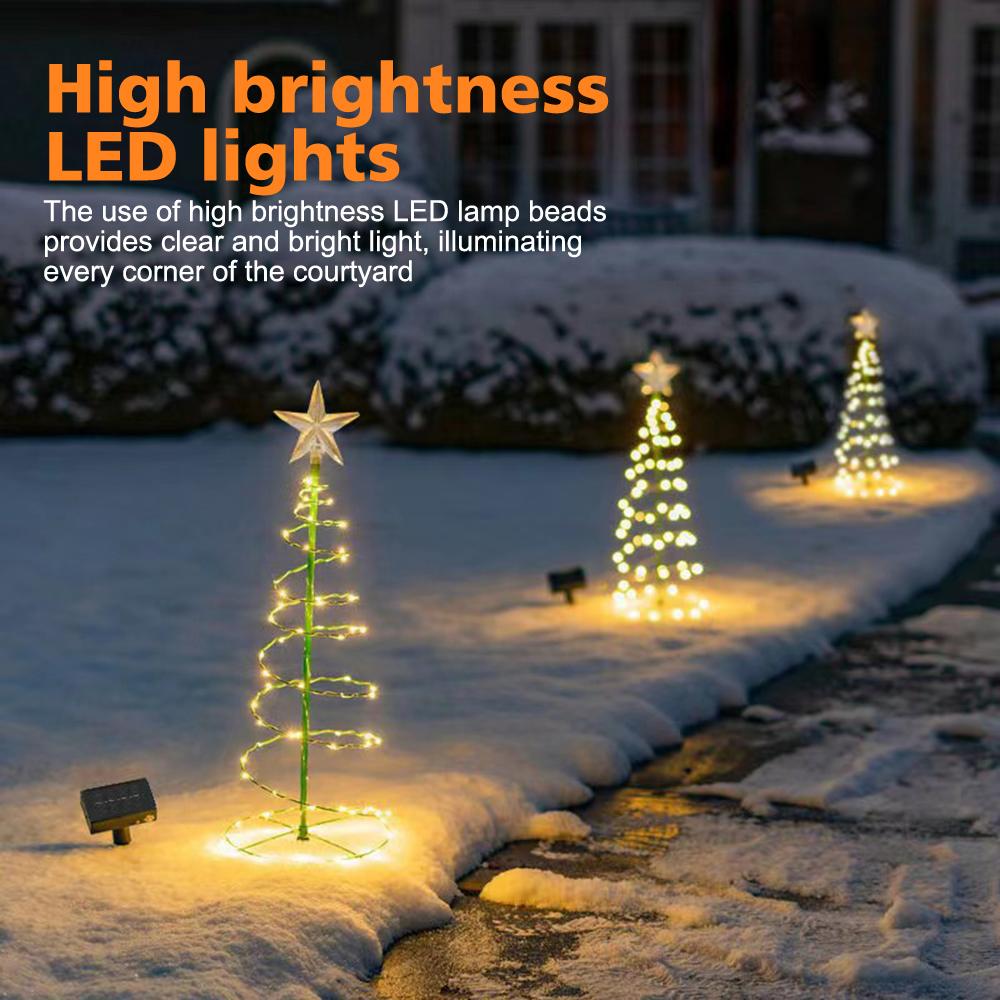 

Solar Christmas Decorative Lights Outdoor Garden Holiday Lights Christmas Tree + Star Lights Assembly Set with 8 Lighting Modes 0.8M