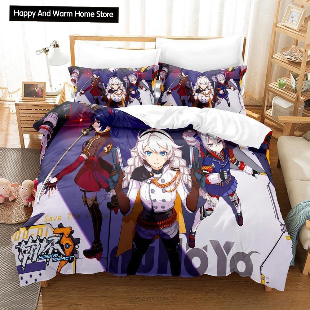 Game Honkai Impact 3 Bedding Set Single Twin Full Queen King Size Bed Set Adult Boy Bedroom Duvet cover Sets Anime Bed Sheet Set