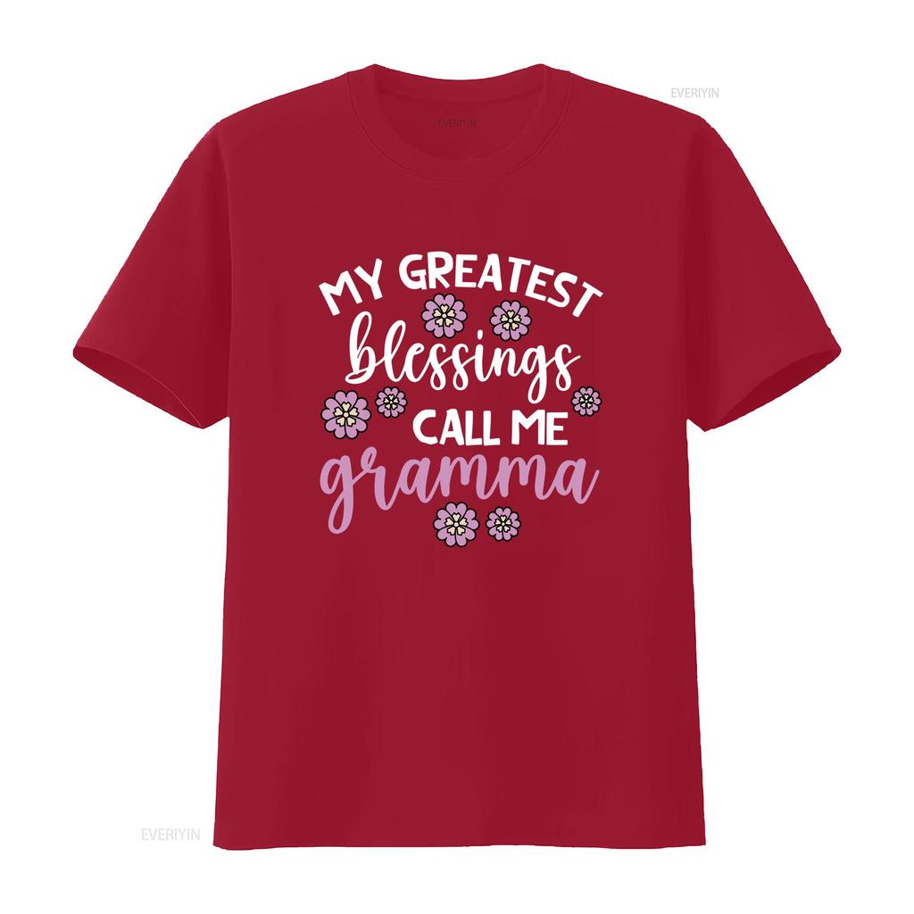 Cute Floral Greatest Blessings Call Me Gramma Quote Print Casual T Shirt Vintage Washed Versatile Stylish Fashion Graphic