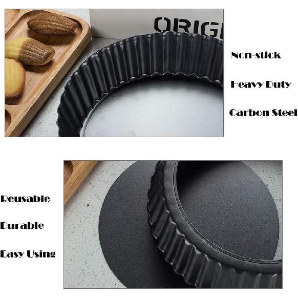 Webake 9.5 Inch Tart Pan Heavy Duty Quiche Pan Removable Bottom Nonstick Deep Baking Dish Pie Plate Pie Mold