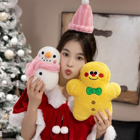 Coussin Homme en Pain d'Épices de Noël & Peluche Arbre Cadeau pour Femmes