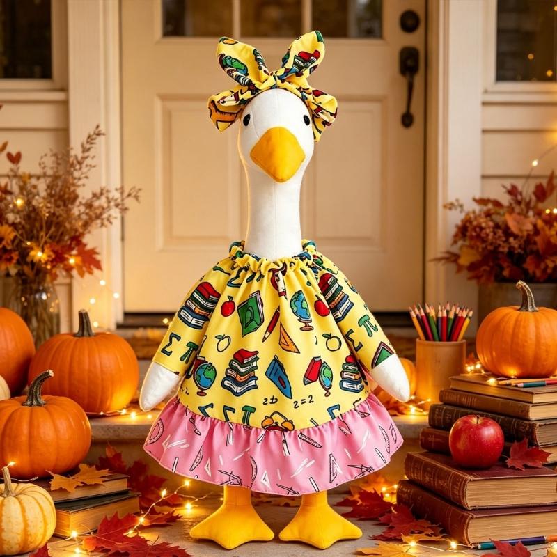 Porch Statue Costume Set for School Season Display with Polyester Fabric Outfit for Entryway Yard Garden and Front Door Accent Use