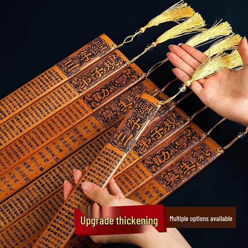 Teacher's Bamboo Ruler for Women - Sinology Learning Aid with Di Zi Gui Quotes