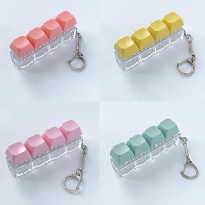 Knapp Tastaturhette Fidget Nøkkelring Trykkbar Tastaturknapp Stressavlastningsleke for Barn Voksne Bærbar Gadget Kreativ Bursdagsgave