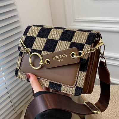 Borse a tracolla a tracolla con patta in tessuto mini a scacchiera per donna Borsa a tracolla semplice con design di marca di lusso