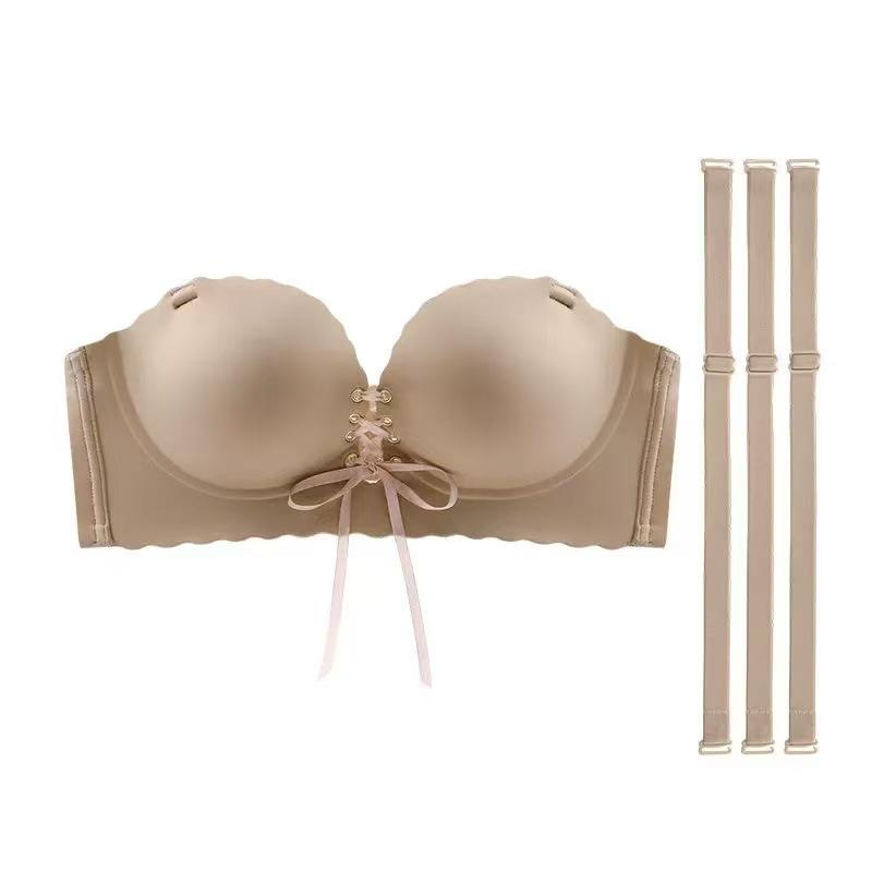 

1Cm thickened cup, removable shoulder straps, expanded small breasts, gathered non-slip and large chest wrapping, flat chest suspender skirt wipe 38/85AB