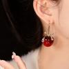 Autumn and Winter Retro Zircon Bow Resin Cherry Earrings, Earrings, Exquisite Niche Earrings.