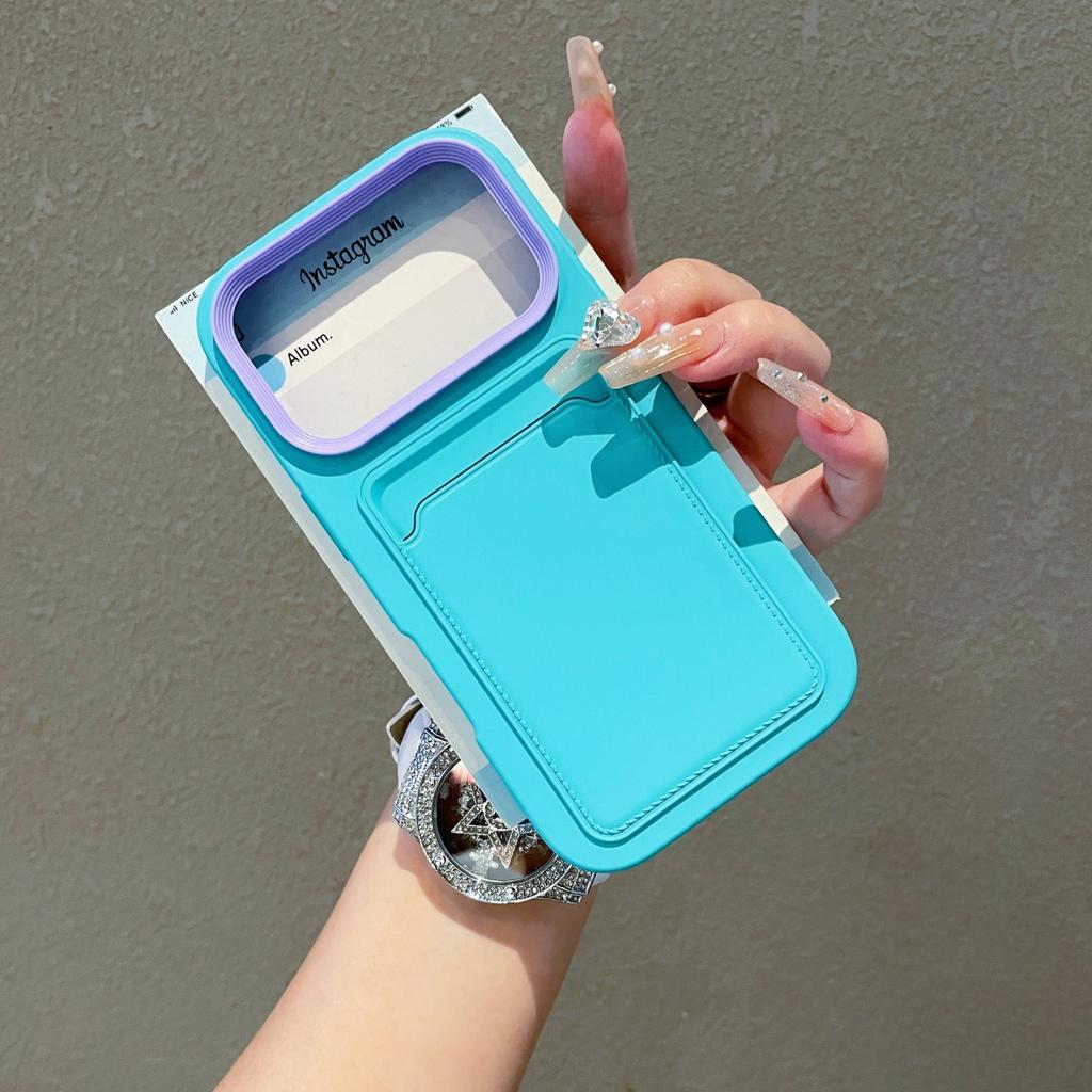 Silicone Card Holder Slot Candy Phone Case For iPhone 17 Air 16 15 14 13 12 11 Pro Max Plus Wallet Pocket Bumper Cover