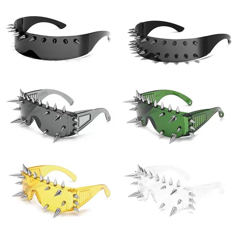 Novelty Punk Glasses Rock Large Shield Spike Weird Club Sunglasses Funny Party Glasses