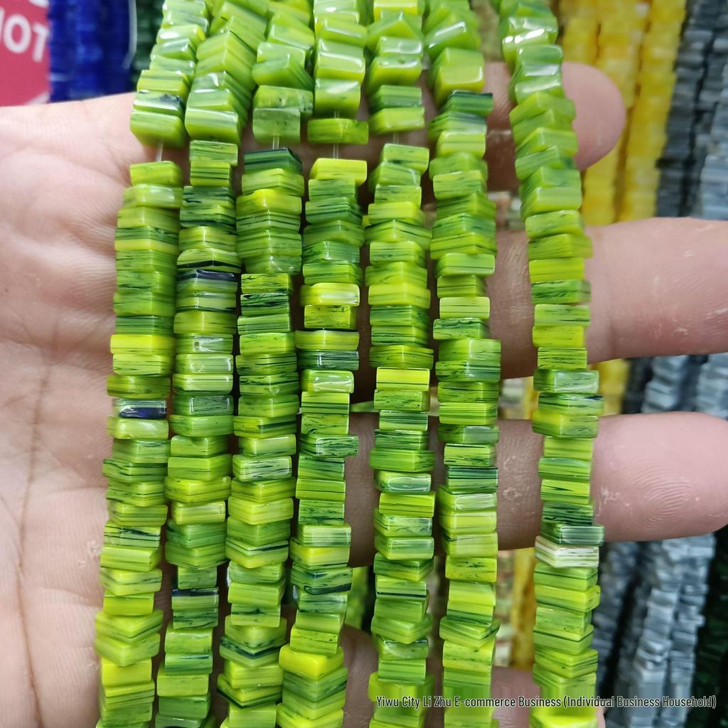 Nepal Kolorowe Kwadratowe Szklane Koraliki 6x3mm do Biżuterii DIY