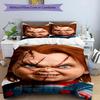 3pcs Duvet Cover Set (1*Duvet Cover + 2*Pillowcase, Without Core), Bride of Chucky Print Bedding Set, Bedroom Decor, All‑Season, Birthday Gift