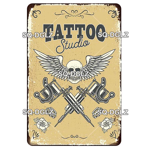 [SQ-DGLZ] Tattoo Styles Metal Sign Vintage Plaque Tin Sign Plate Wall Decor For Bar Club Man Cave Art Painting Travel Poster