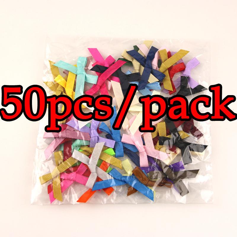 (50pcs Pack) 4cm Mixed Color Grosgrain Ribbon Bows for Gift Box Vase Home Clothing Packaging Christmas Decorations Wholesale Tie