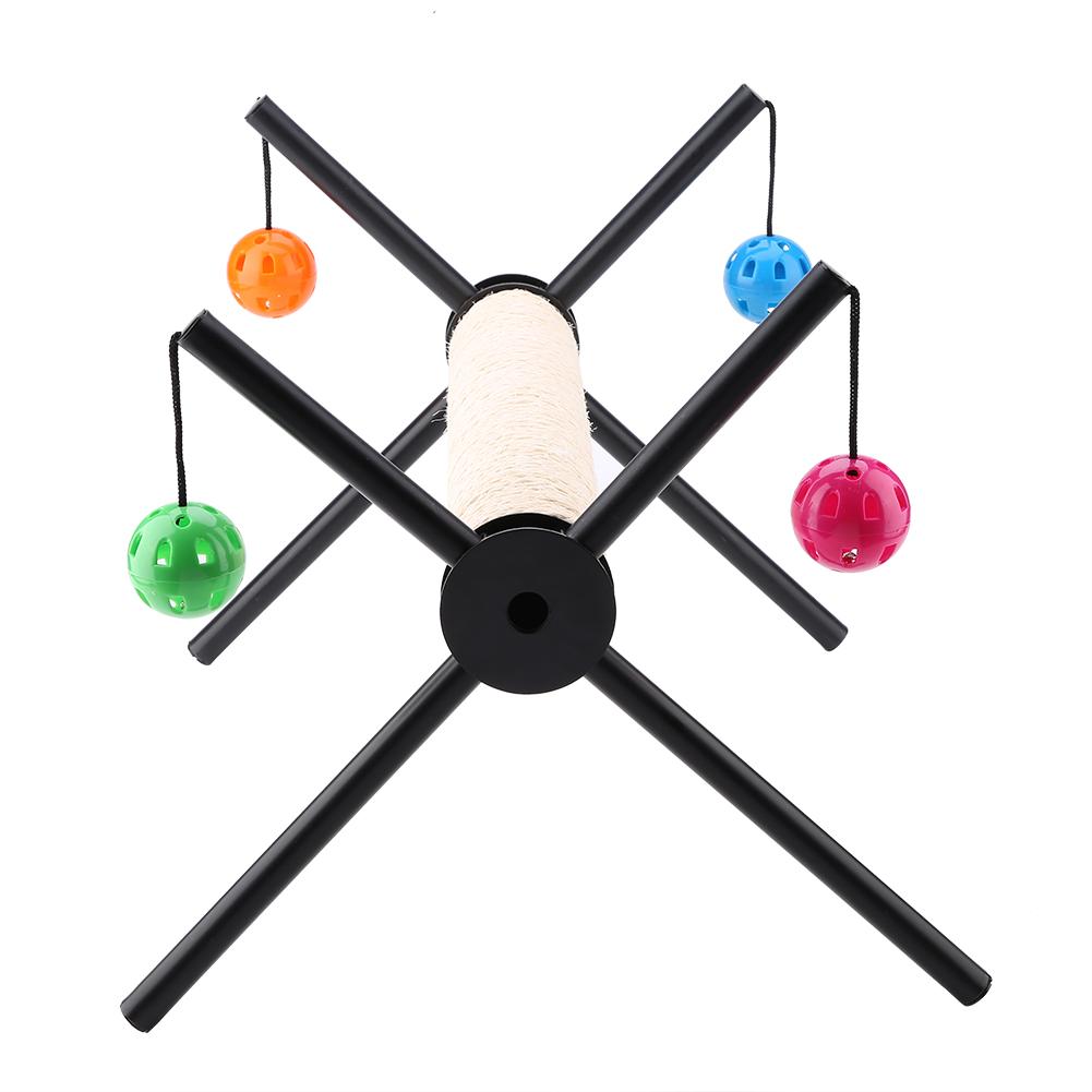 Multifunktionale Kratzsäule für Katzen mit 4 Glöckchenbällen Stabile Konstruktion Katzenspielzeug