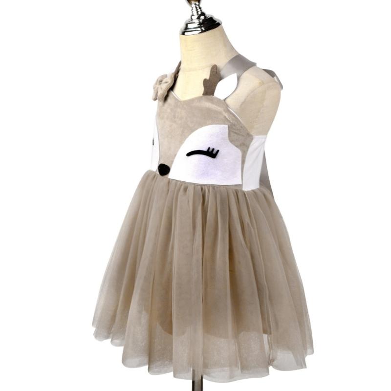 Girl Deer Costume Accessories with Dress and Headband Christmas Elk Dress Up Outfit for Kid Halloween Christmas Cosplay