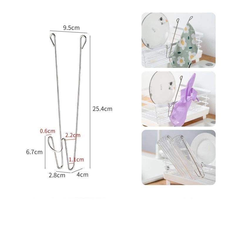 Kitchen Glove Drying Rack With Cup Hooks, Stainless Steel Drain Storage Organizer, Multifunctional Kitchen Utensil Drying Tool