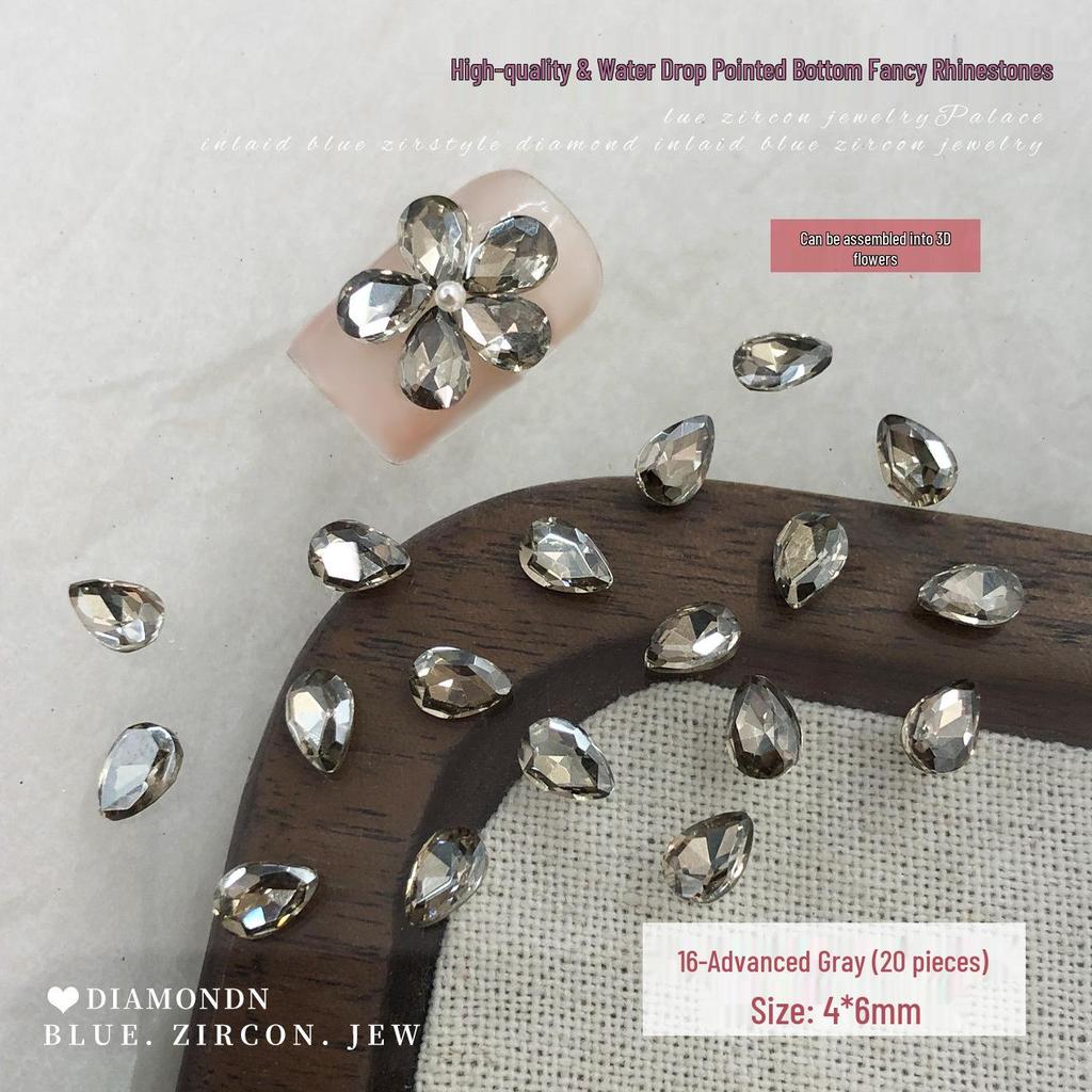 Peony Rhinestone Nail Art: Sparkling Crystal Five-Petal Flower Press-On Decorations