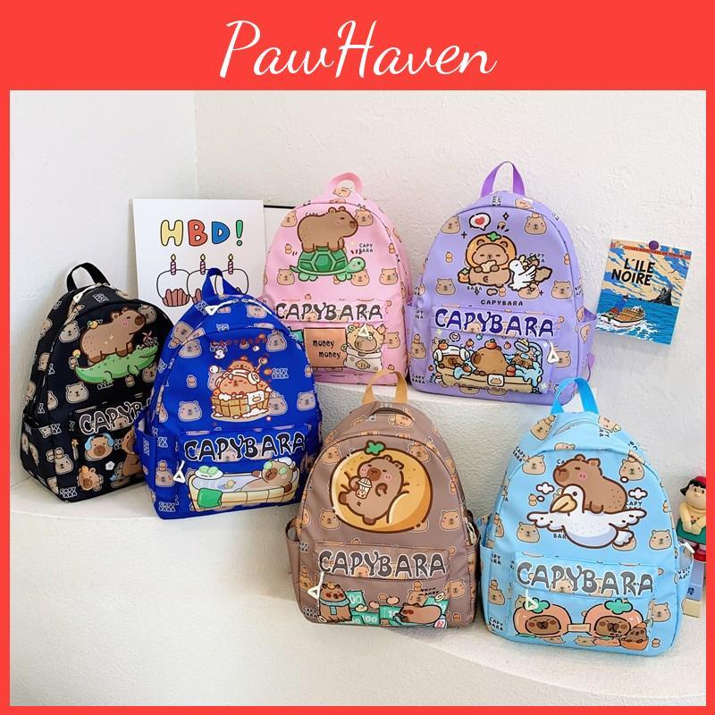 Capybara Adorable Print Children Backpack Spacious Lightweight For School Use