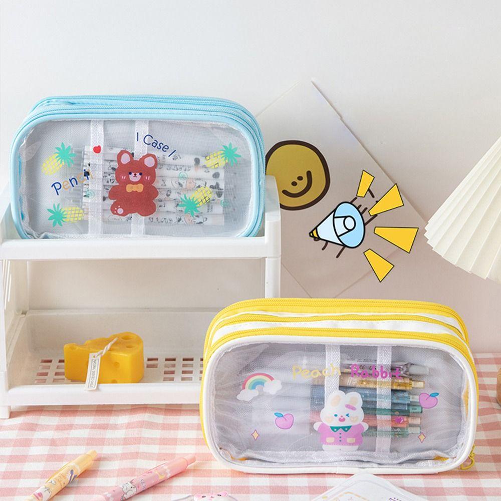 

Стильные студенческие канцелярские принадлежности, прозрачная сумка-карандаш, сумка для канцелярских принадлежностей, настольные сумки для хранения, пенал