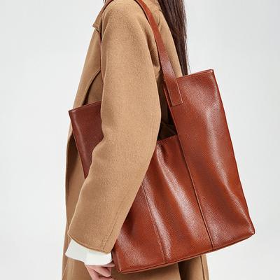Autumn and Winter High-end Shoulder Bag  New Versatile Commuter Tote Bag  Large Capacity Jurchen Leather