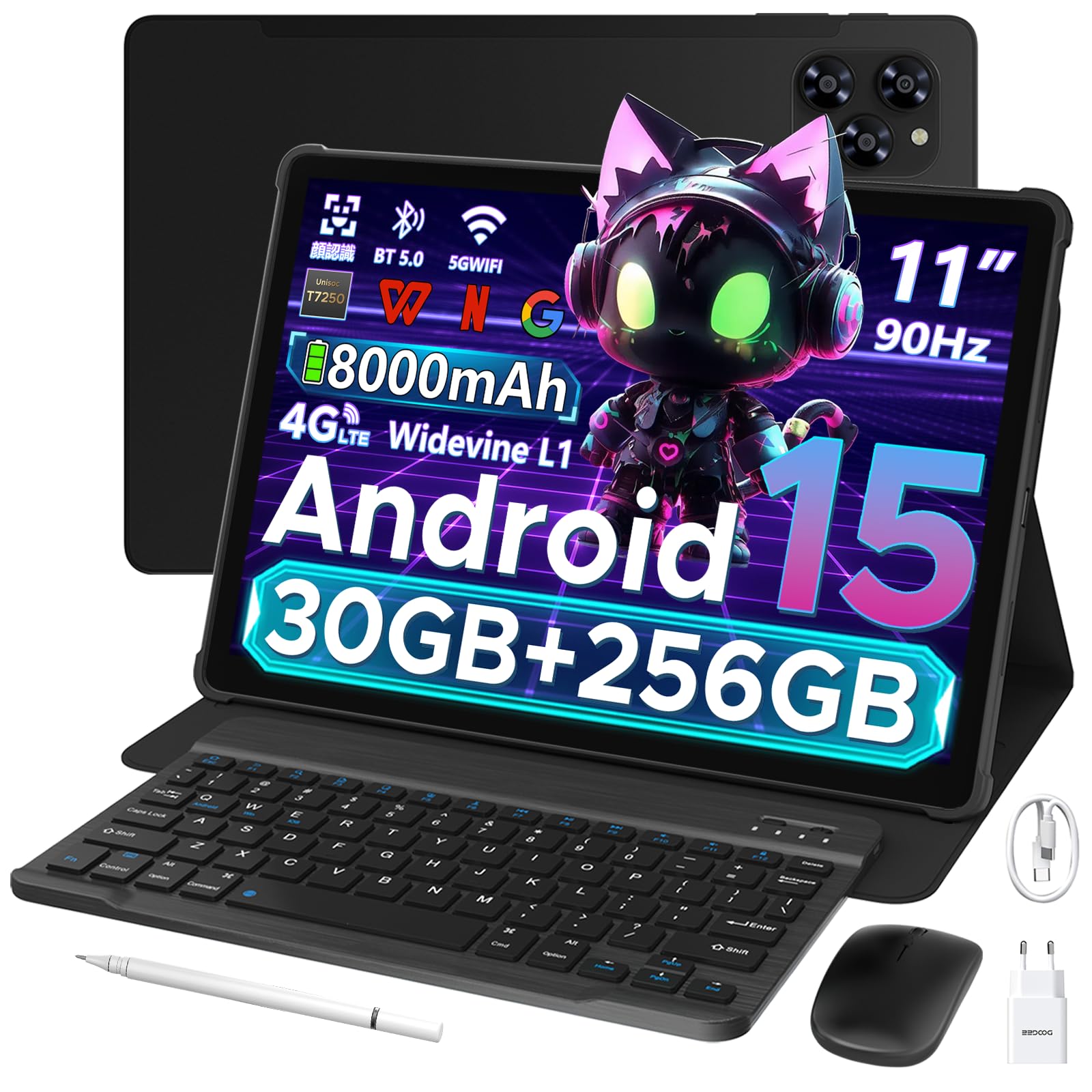 

DOOGEE G6 Android 15 TF 90 Гц IPS Великий Widevine Netflix Face T7250 4G GMS 11-дюймовий планшет, 30 ГБ+256 ГБ+карта 2 ТБ, Екран, L1, Сумісний, Розпізнавання, чорний