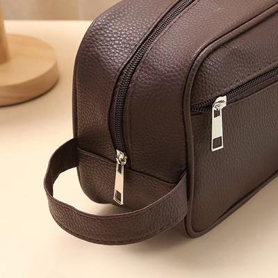 Borsa da viaggio da uomo per affari, con cerniera, trousse per trucchi in pelle PU, borsa da toilette da viaggio di grande capacità, organizer per cosmetici.