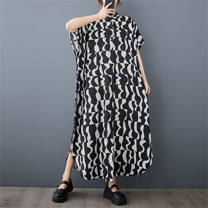 

Короткий рукав Большие размеры винтажные новые платья для женщин повседневные свободные длинные летние платья-рубашки XXL