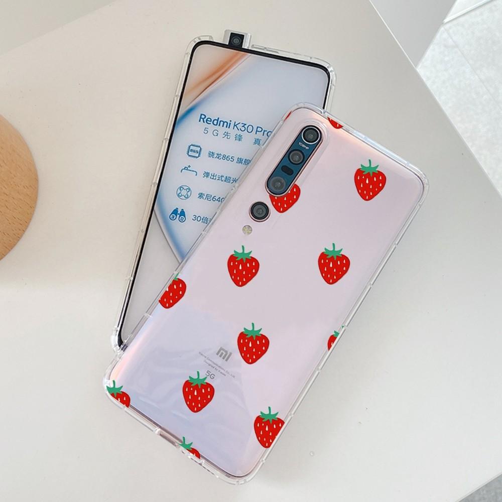 

Cute Strawberry Phone Case For Samsung S 20 21 22 23 for Redmi Note7 8 9 10 for Huawei P20 30 40 Clear Case S20 lite 5G