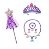 Meerjungfrauenkostüm Kleid Mädchen 3-8 Jahre Prinzessinnen-Partykleid Mit Halskette Krone Zauberstab Zubehör-Set