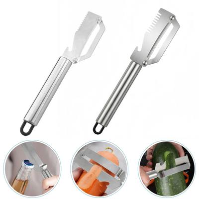 Stainless Steel Vegetable Peeler Multi-Function Fruit Potato Peeler for Pineapple Pumpkin Sugarcane Ergonomic Bottle Opener Rust-Proof Essential