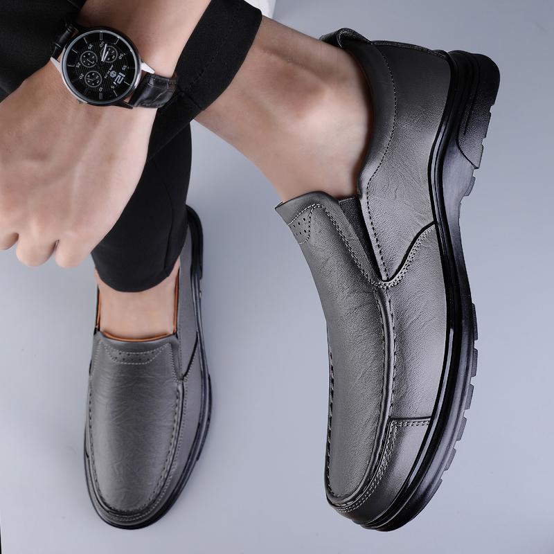 Men's Casual Shoes Genuine Retro Outdoor Flats Handmade Sewing Shoe Leisure Party Cow Leather Shoes