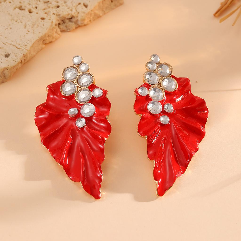 Exaggerated Style Enamel Flower-shaped Earrings for Women, Ear Ornaments